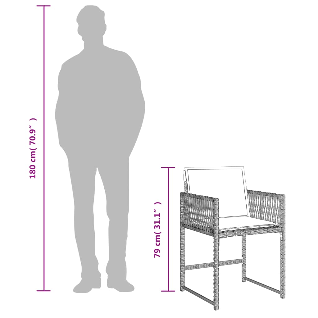 15-tlg. Garten-Essgruppe mit Kissen Hellgrau Poly Rattan