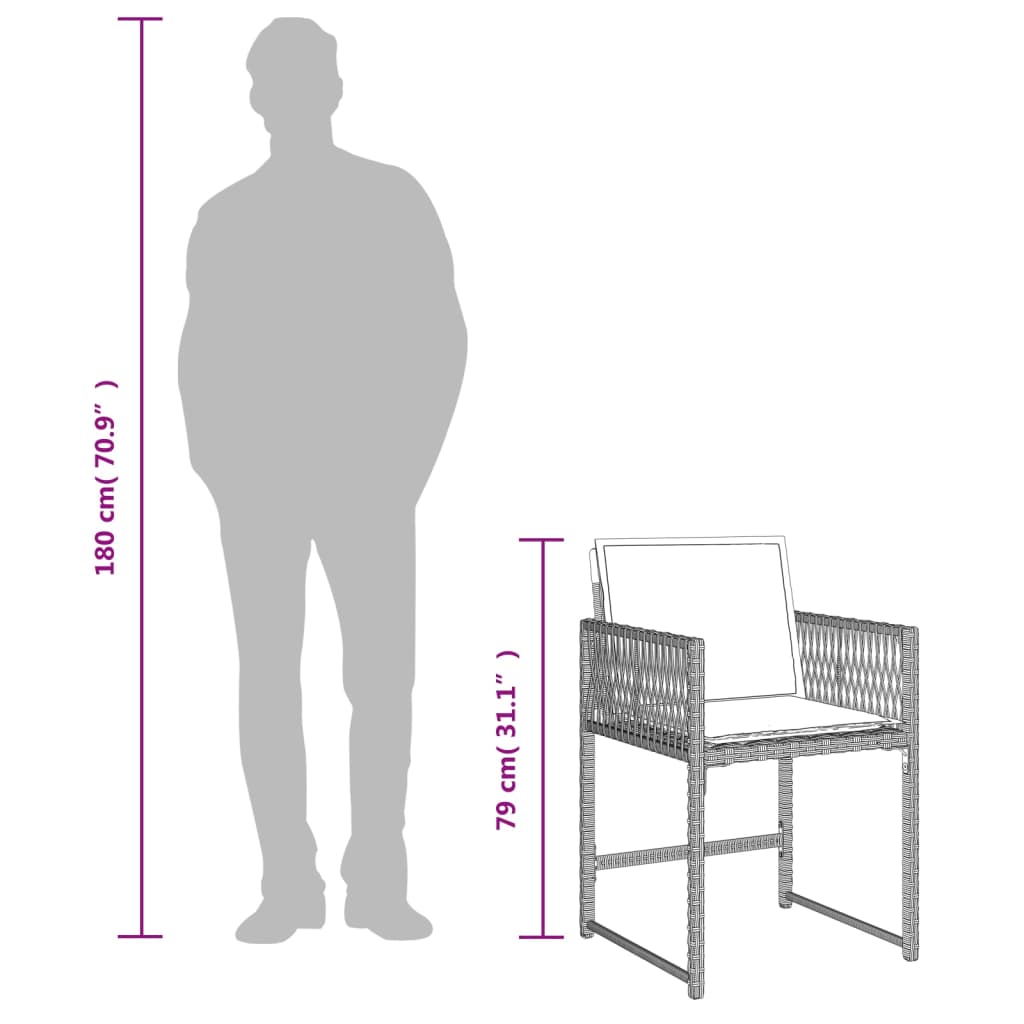 17-tlg. Garten-Essgruppe mit Kissen Hellgrau Poly Rattan