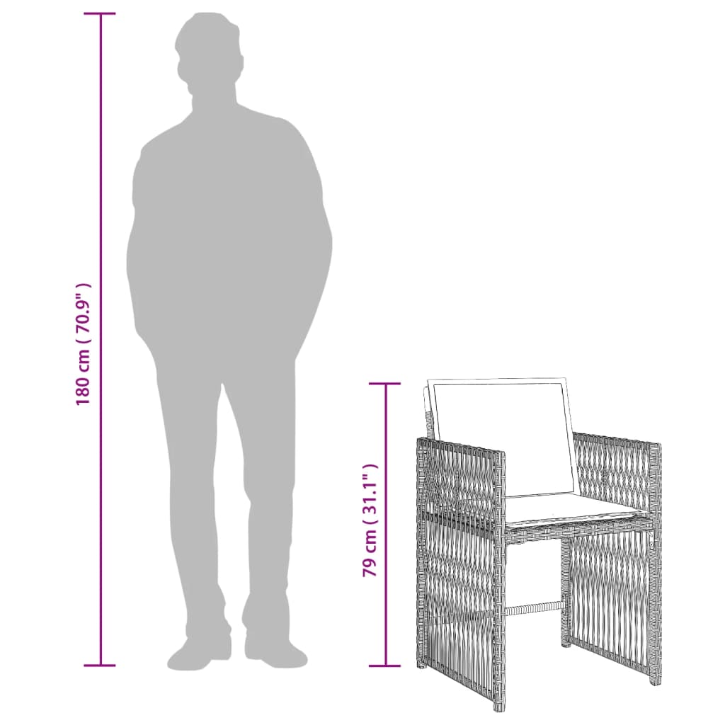 9-tlg. Garten-Essgruppe mit Kissen Hellgrau Poly Rattan