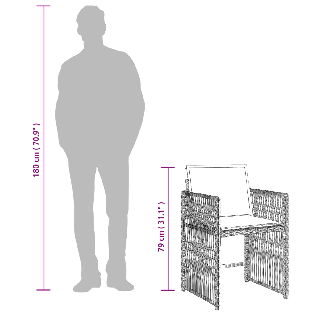 13-tlg. Garten-Essgruppe mit Kissen Hellgrau Poly Rattan