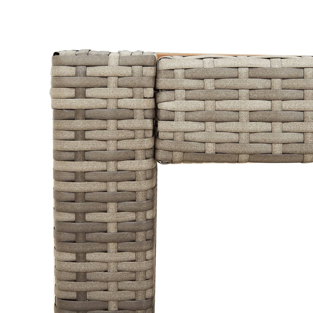 Garten-Beistelltisch mit Holzplatte Grau Poly Rattan