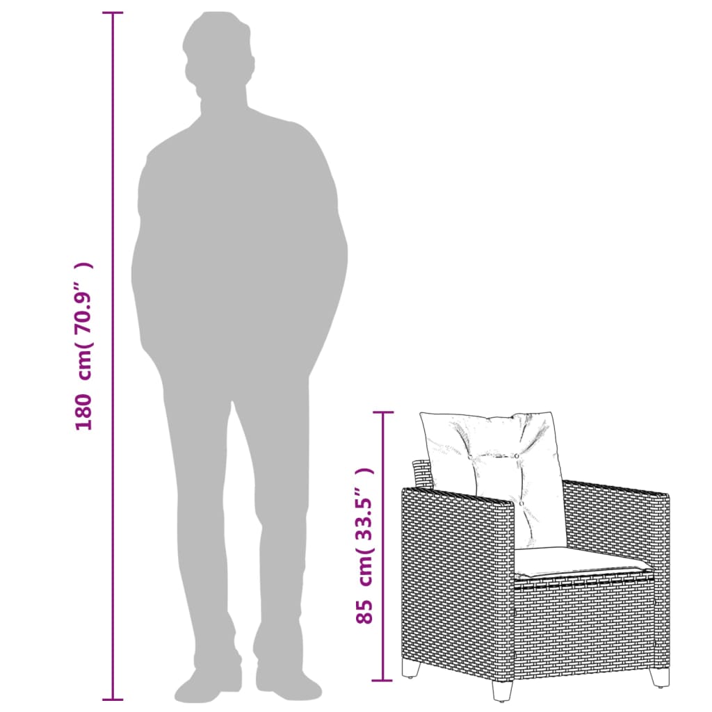 Gartensessel mit Kissen Schwarz Poly Rattan
