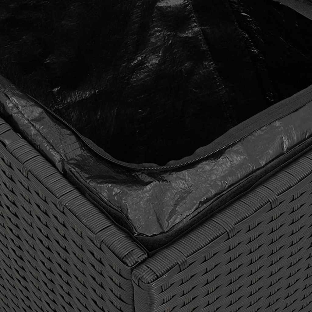 Kissenbox mit Speicher Schwarz 50 x 50 x 50 cm Poly-Rattan