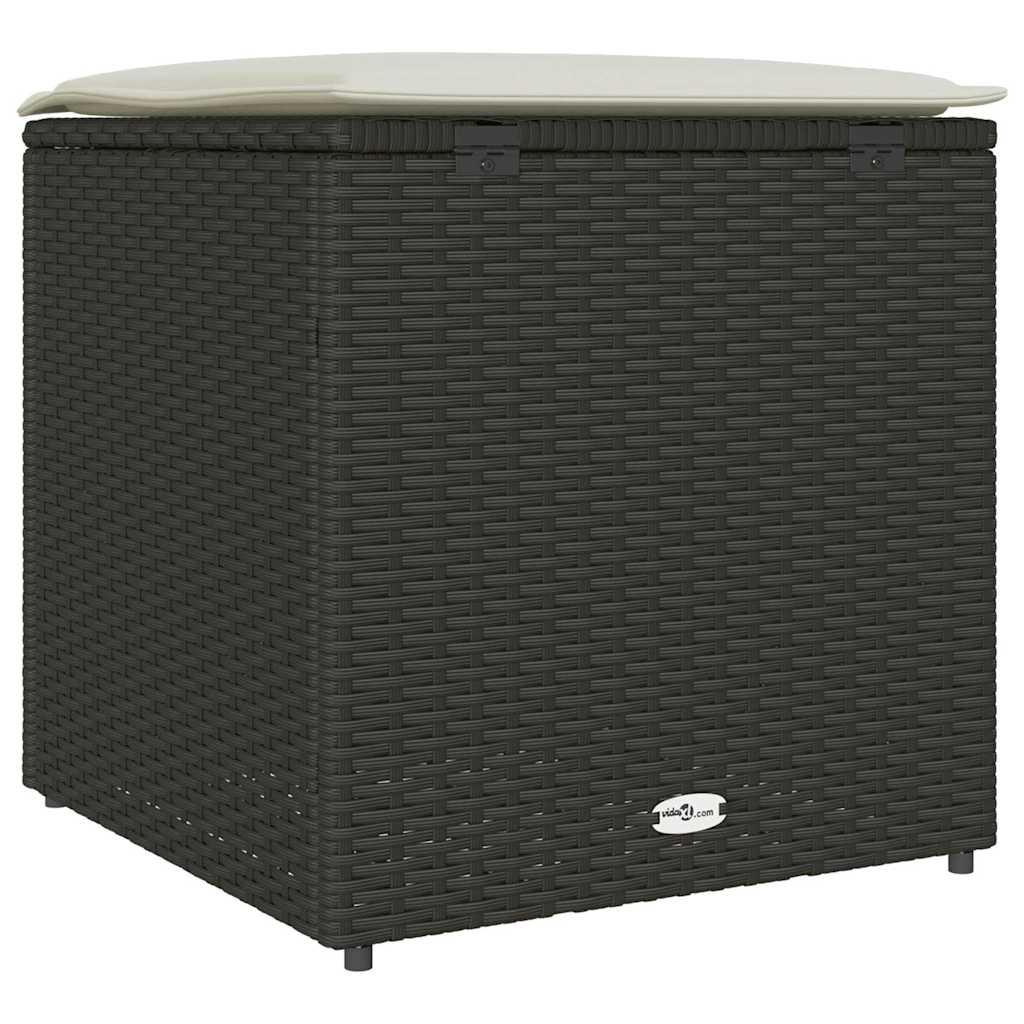 Kissenbox mit Speicher Schwarz 50 x 50 x 50 cm Poly-Rattan