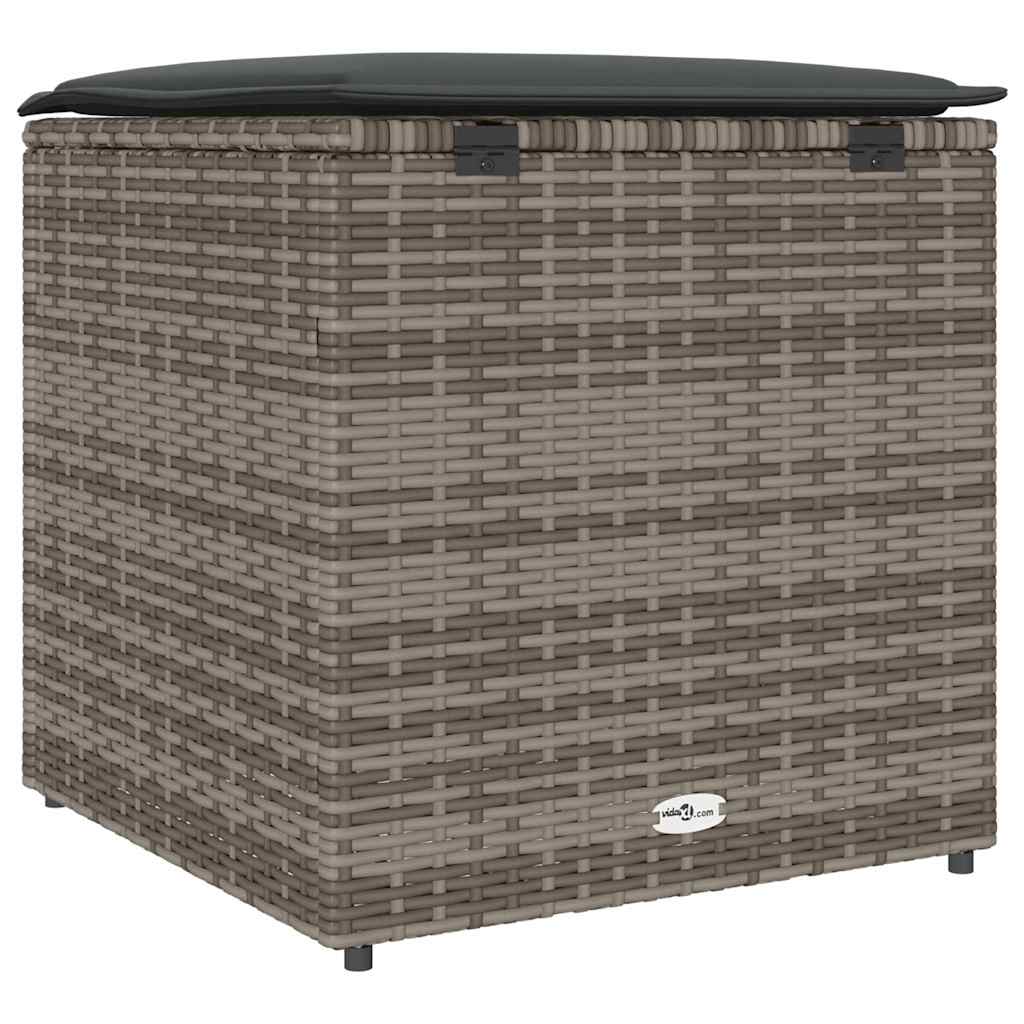 Kissenbox mit Speicher Grau 50 x 50 x 50 cm Poly-Rattan