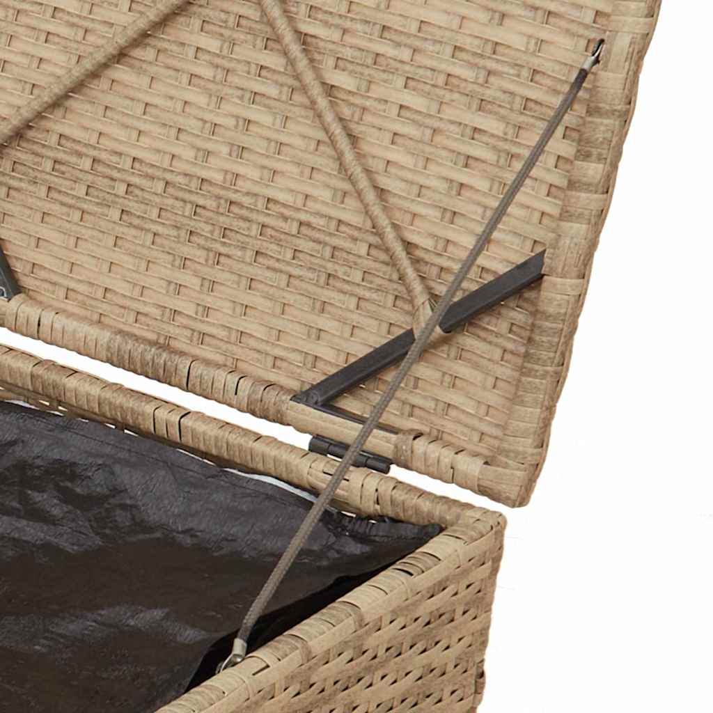 Kissenbox mit Speicher Beige 50 x 50 x 50 cm Poly-Rattan