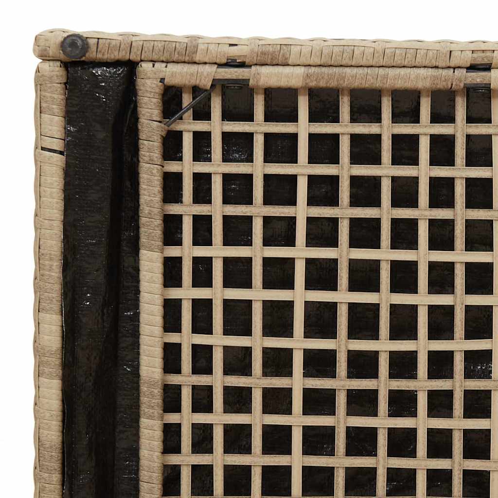 Kissenbox mit Speicher Beige 50 x 50 x 50 cm Poly-Rattan