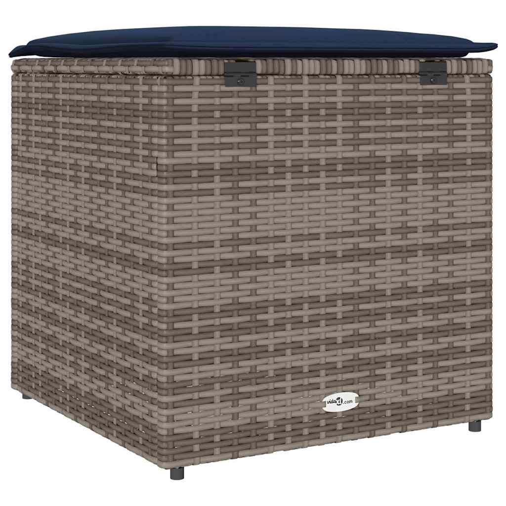 Kissenbox mit Speicher Grau 50 x 50 x 50 cm Poly-Rattan