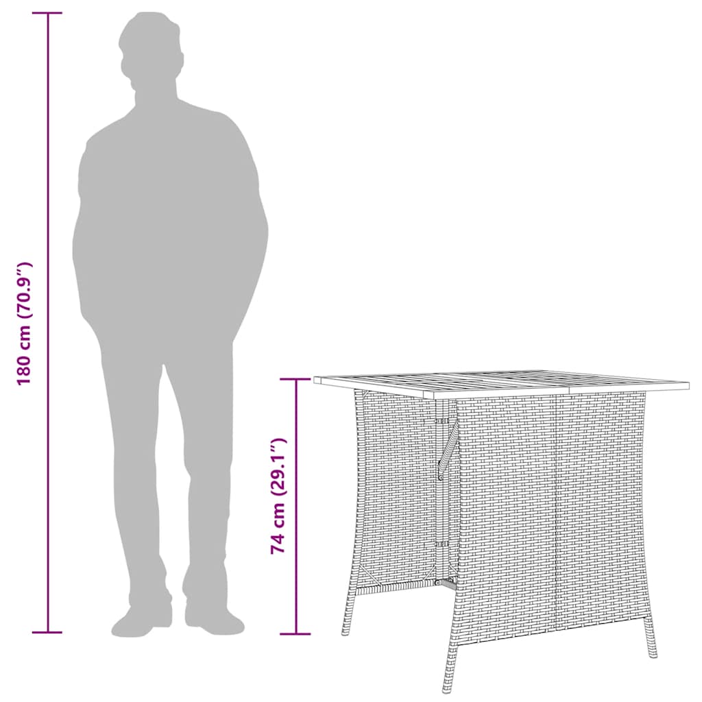 5-tlg. Garten-Essgruppe mit Kissen Schwarz Poly Rattan