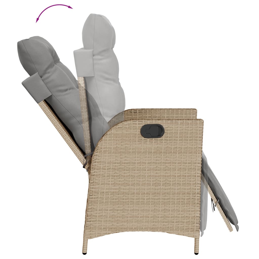 7-tlg. Garten-Essgruppe mit Kissen Beige Poly Rattan