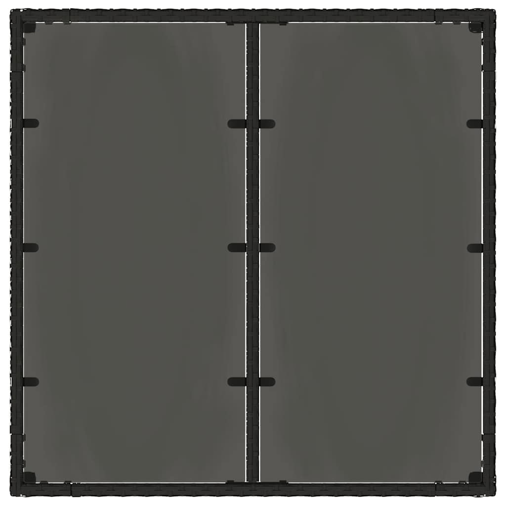 Gartentisch mit Glasplatte Schwarz 90x90x75 cm Poly Rattan