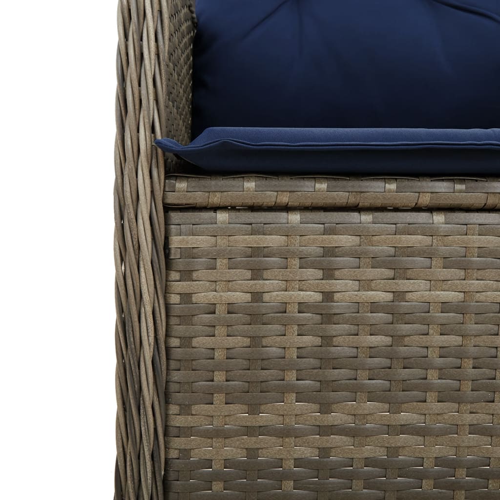 Gartenstühle Verstellbar 2 Stk. mit Kissen Grau Poly Rattan