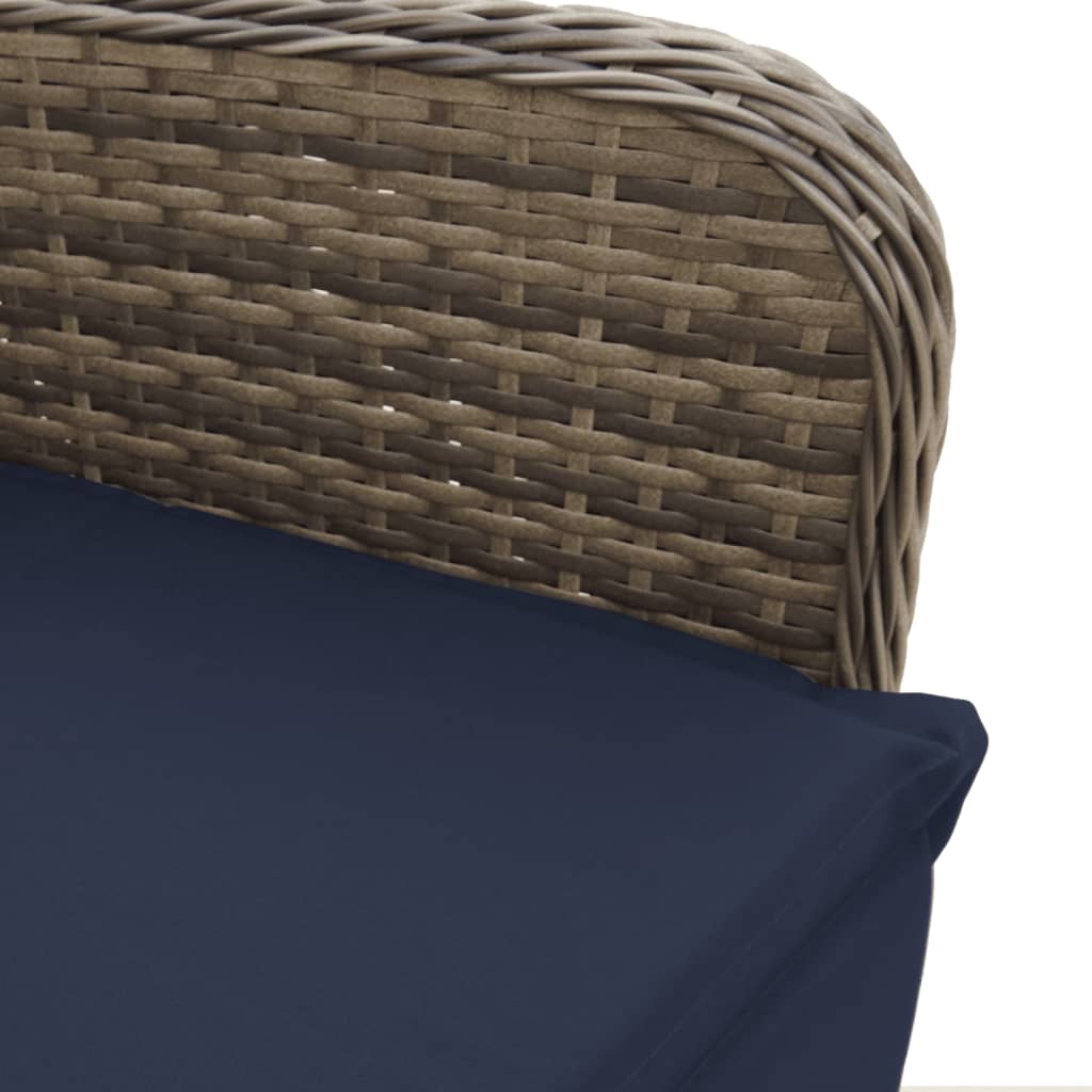 Gartenstühle Verstellbar 2 Stk. mit Kissen Grau Poly Rattan