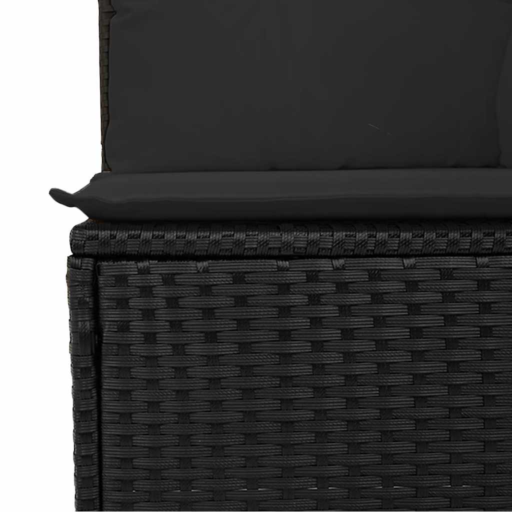Gartensofa mit Kissen 4-Sitzer Schwarz Poly Rattan