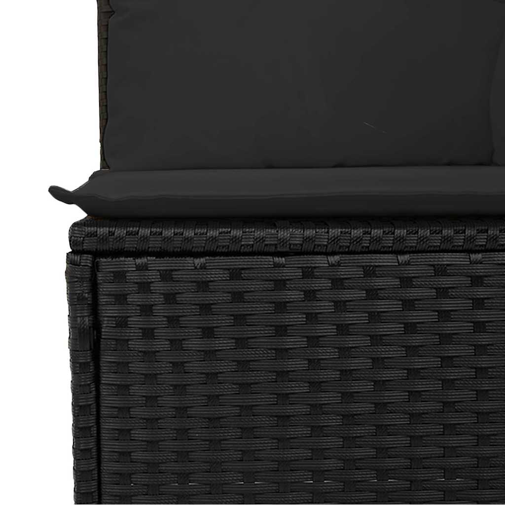 Gartensofa mit Kissen 4-Sitzer Schwarz Poly Rattan