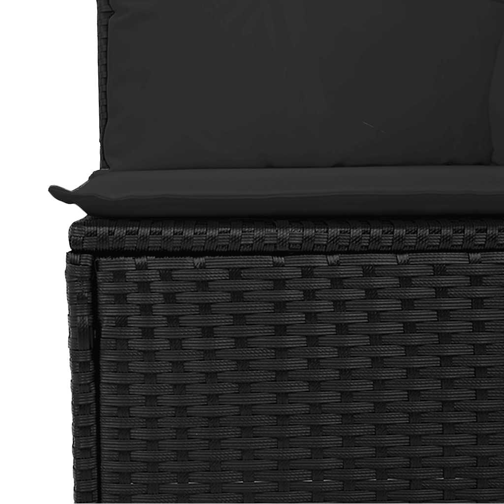 Gartensofa mit Kissen 3-Sitzer Schwarz Poly Rattan