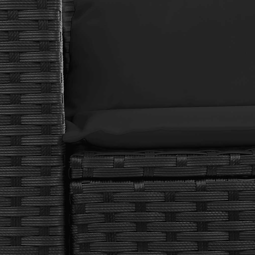 Gartensofa mit Kissen 2-Sitzer Schwarz Poly Rattan