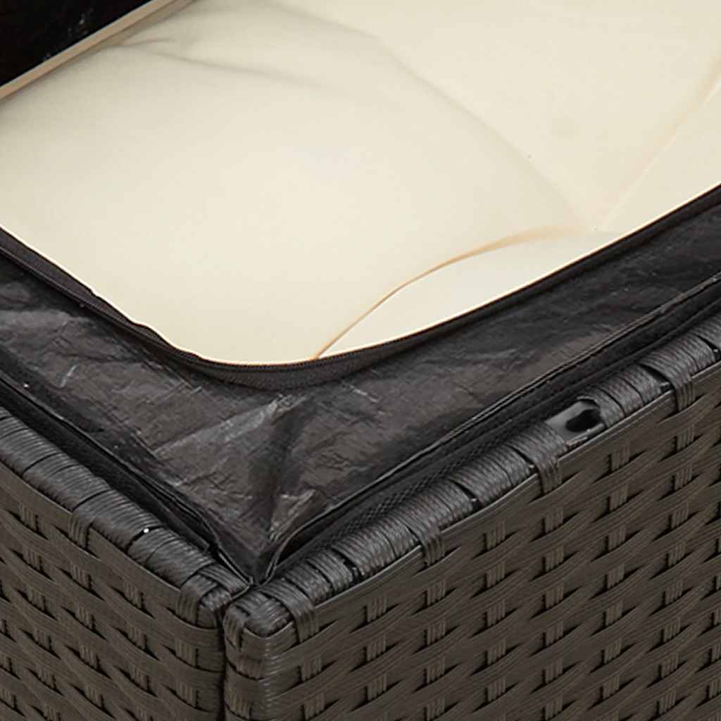 Gartensofa mit Kissen 3-Sitzer Schwarz Poly Rattan