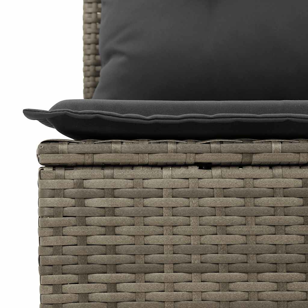 Gartensofa ohne Armlehnen mit Kissen Grau Poly Rattan