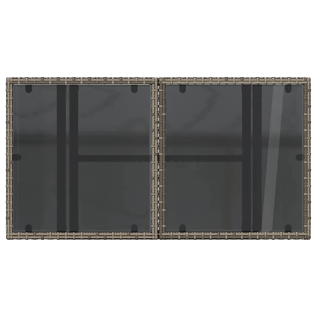 Gartentisch mit Glasplatte Grau 100x55x73 cm Poly Rattan