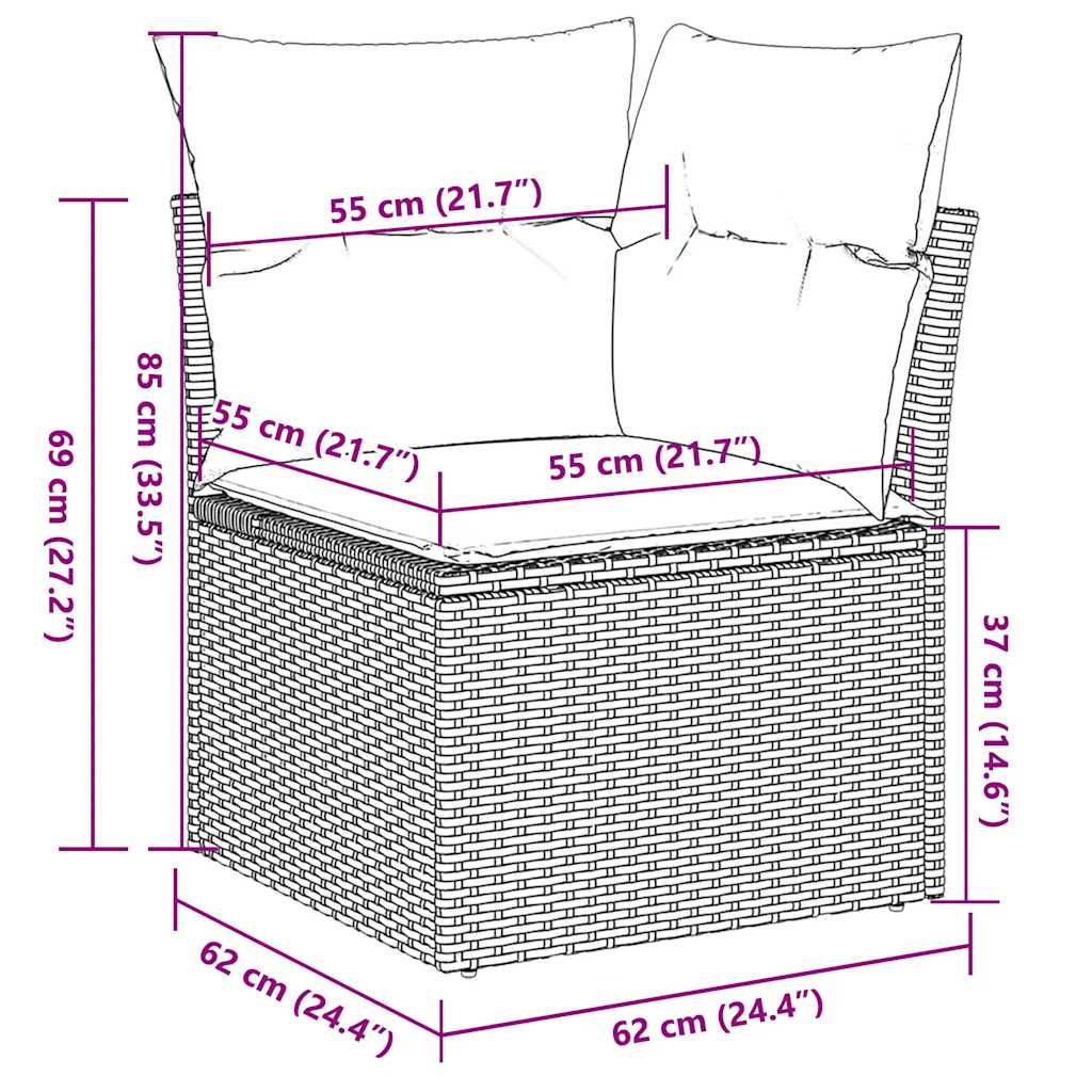 Garten-Ecksofa mit Kissen Hellgrau Poly Rattan