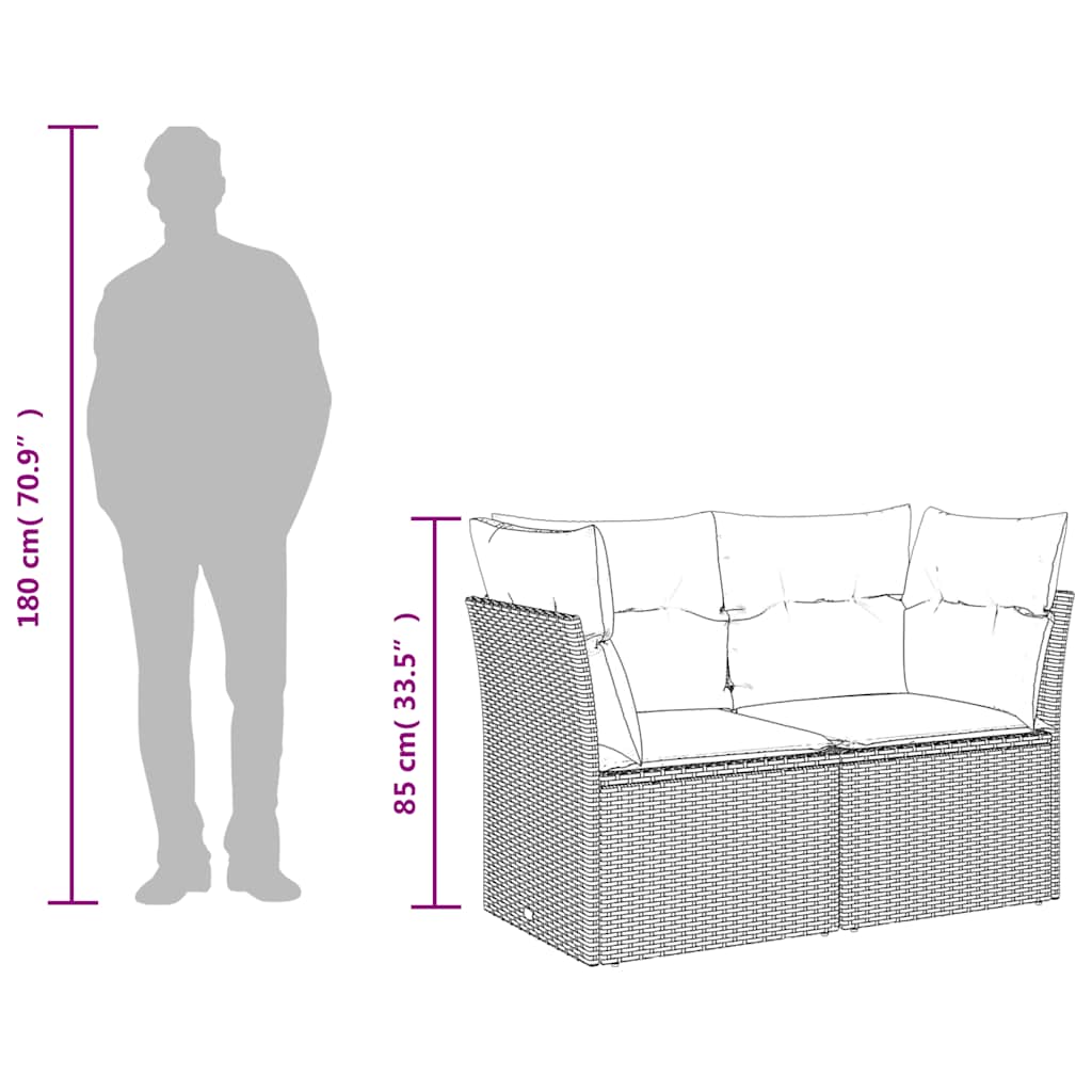 Gartensofa mit Kissen 2-Sitzer Braun Poly Rattan