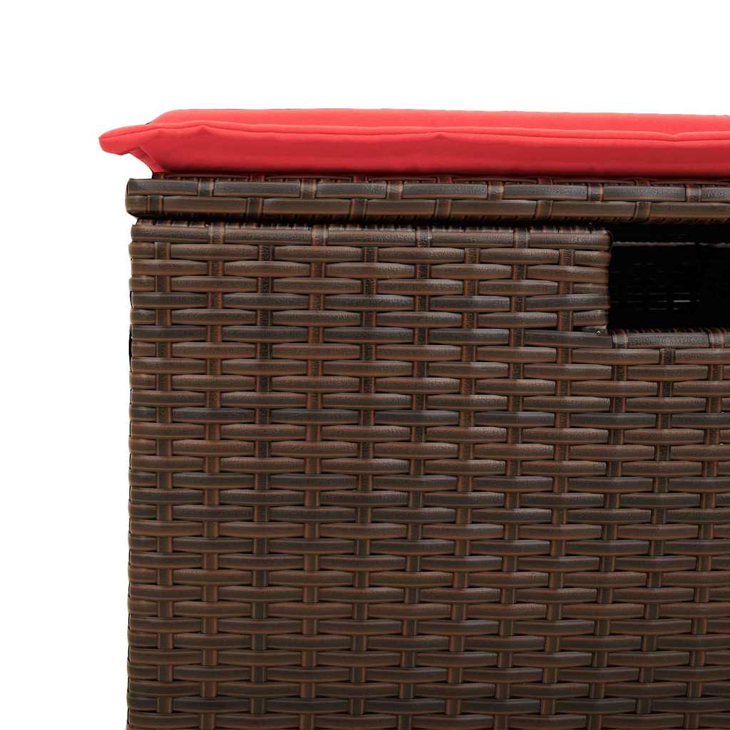Gartenhocker mit Kissen Braun 55x55x37 cm Poly Rattan