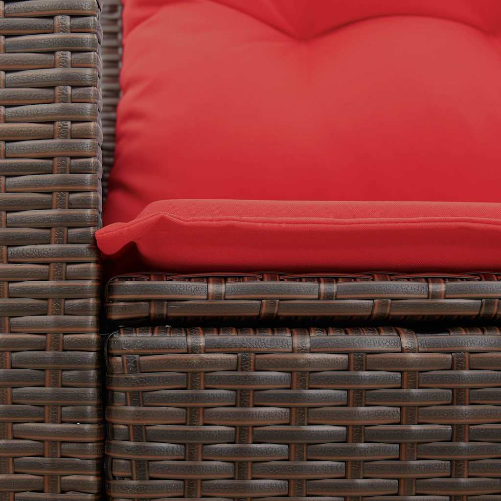 Gartensofa mit Kissen 2-Sitzer Braun Poly Rattan