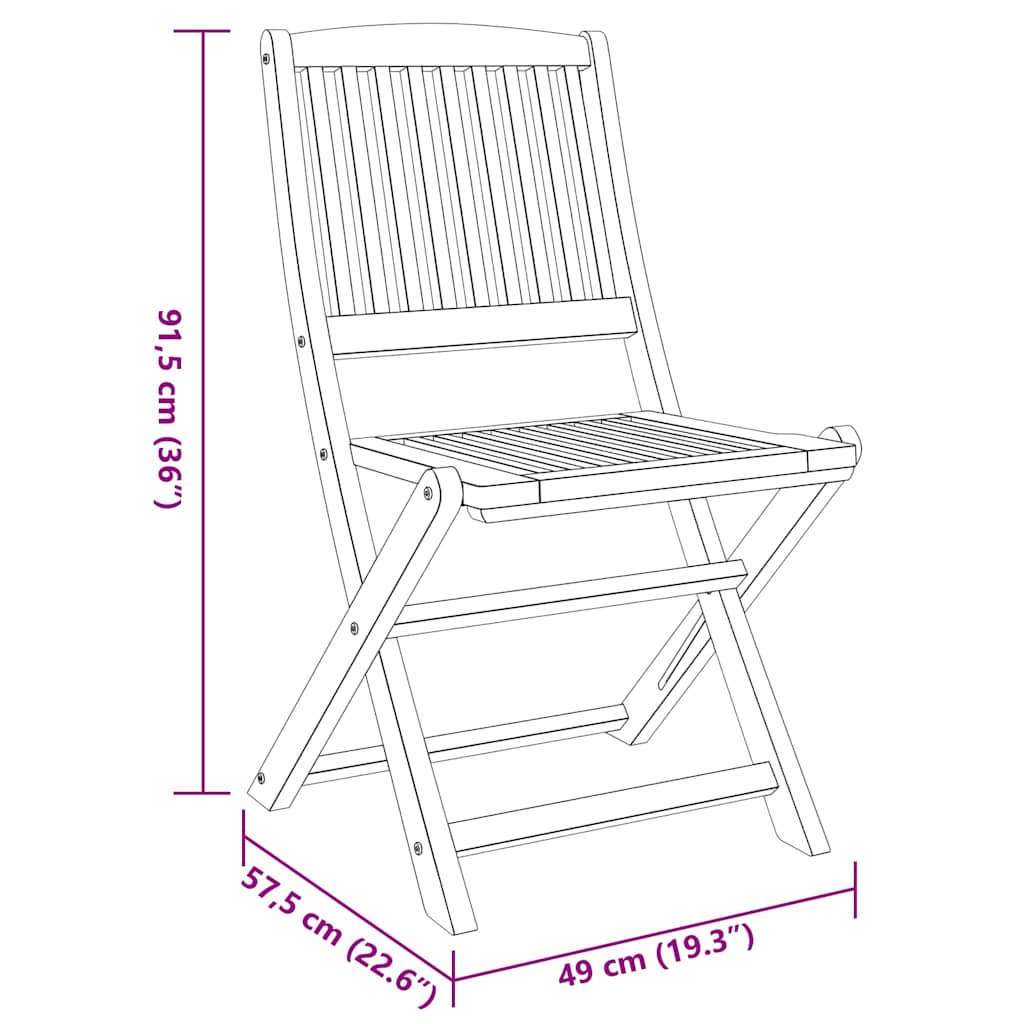 3-tlg. Balkon-Set Massivholz Akazie