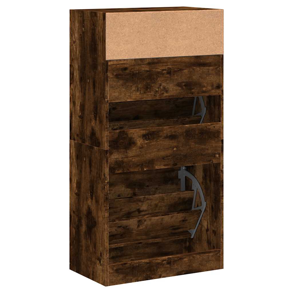 Schuhschrank Räuchereiche 60x34x116 cm Holzwerkstoff