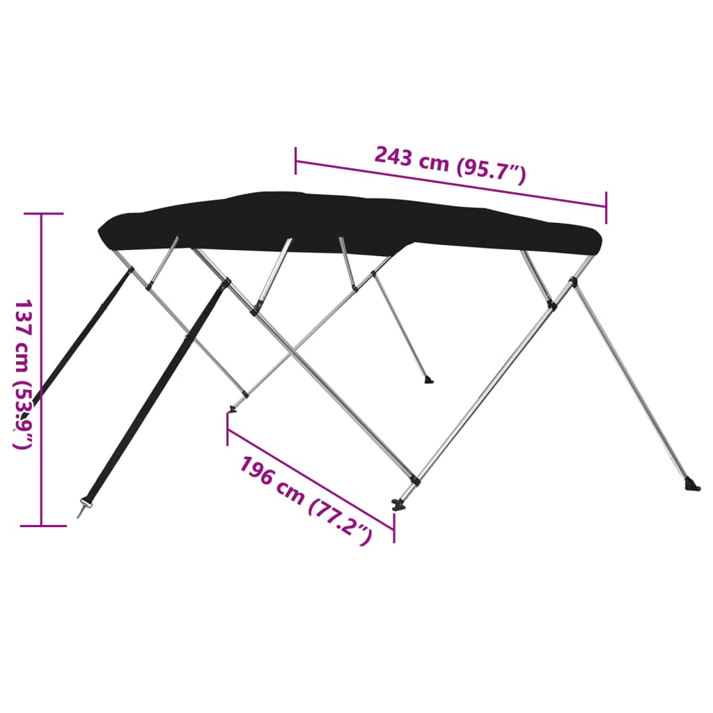 4-Bow Bimini-Top Schwarz 243x196x137 cm