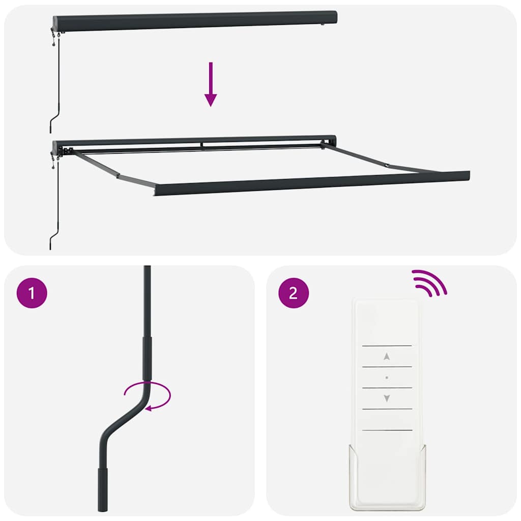 Markise Automatisch Burgunderrot 300x250 cm