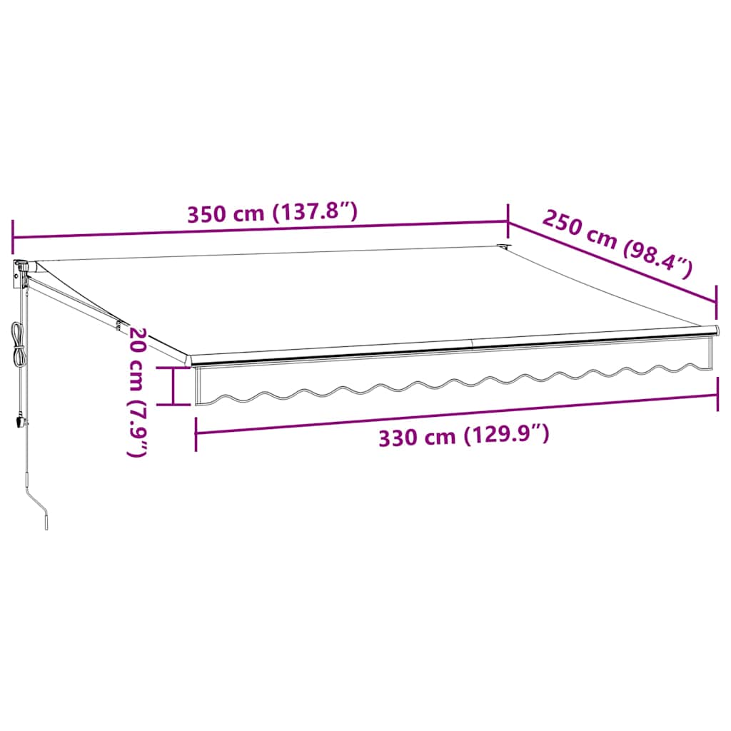 Markise Einziehbar Anthrazit & Weiß 3,5x2,5 m Stoff & Aluminium