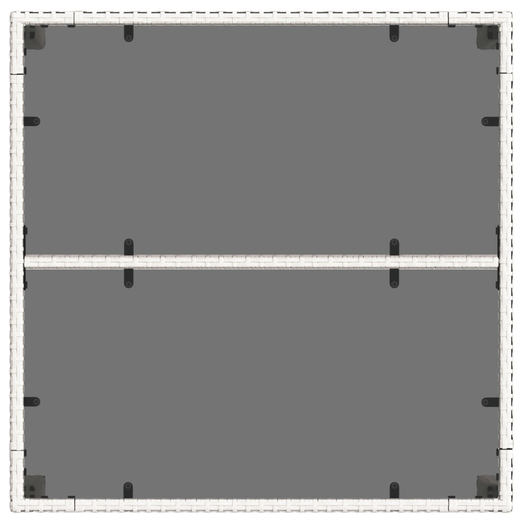 Gartentisch mit Glasplatte Weiß 90x90x75 cm Poly Rattan