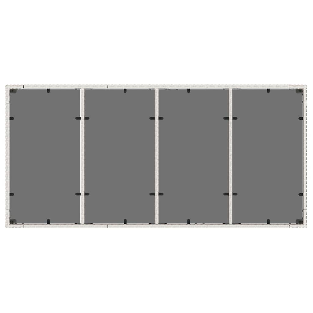 Gartentisch mit Glasplatte Weiß 190x90x75 cm Poly Rattan