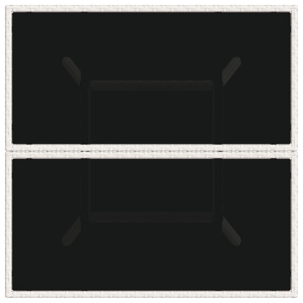 Gartentisch mit Glasplatte Weiß 80x80x75 cm Poly Rattan