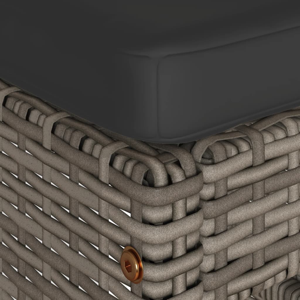 Garten-Barhocker mit Kissen 2 Stk. Grau Poly Rattan