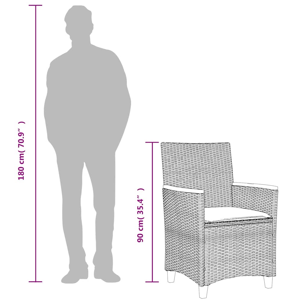 Gartenstühle mit Kissen 2 Stk. Beige Poly Rattan Massivholz