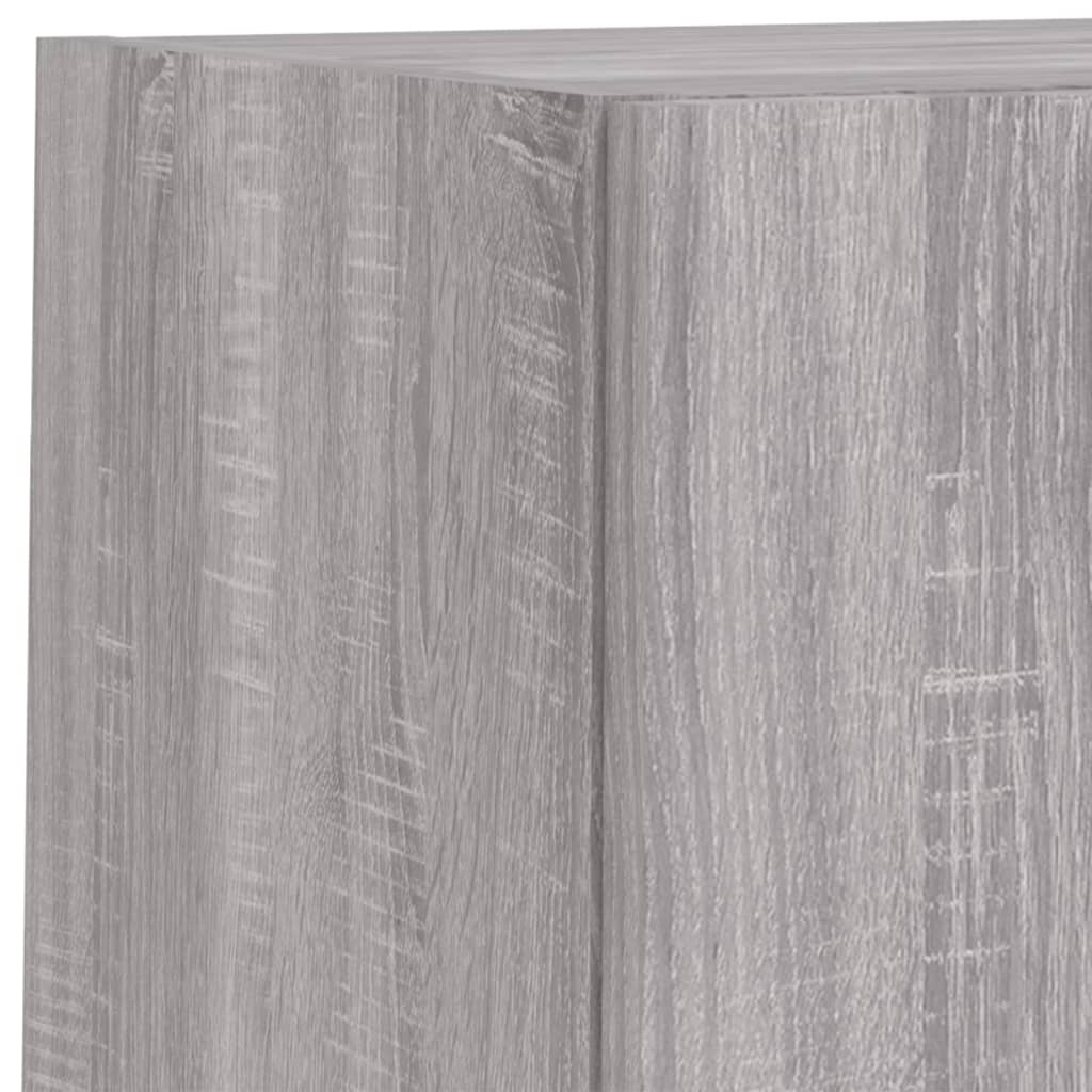 4-tlg. TV-Wohnwand mit LED-Leuchten Grau Sonoma