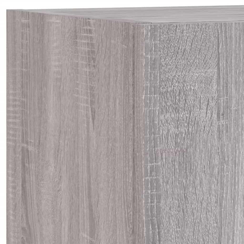 4-tlg. TV-Wohnwand mit LED-Leuchten Grau Sonoma