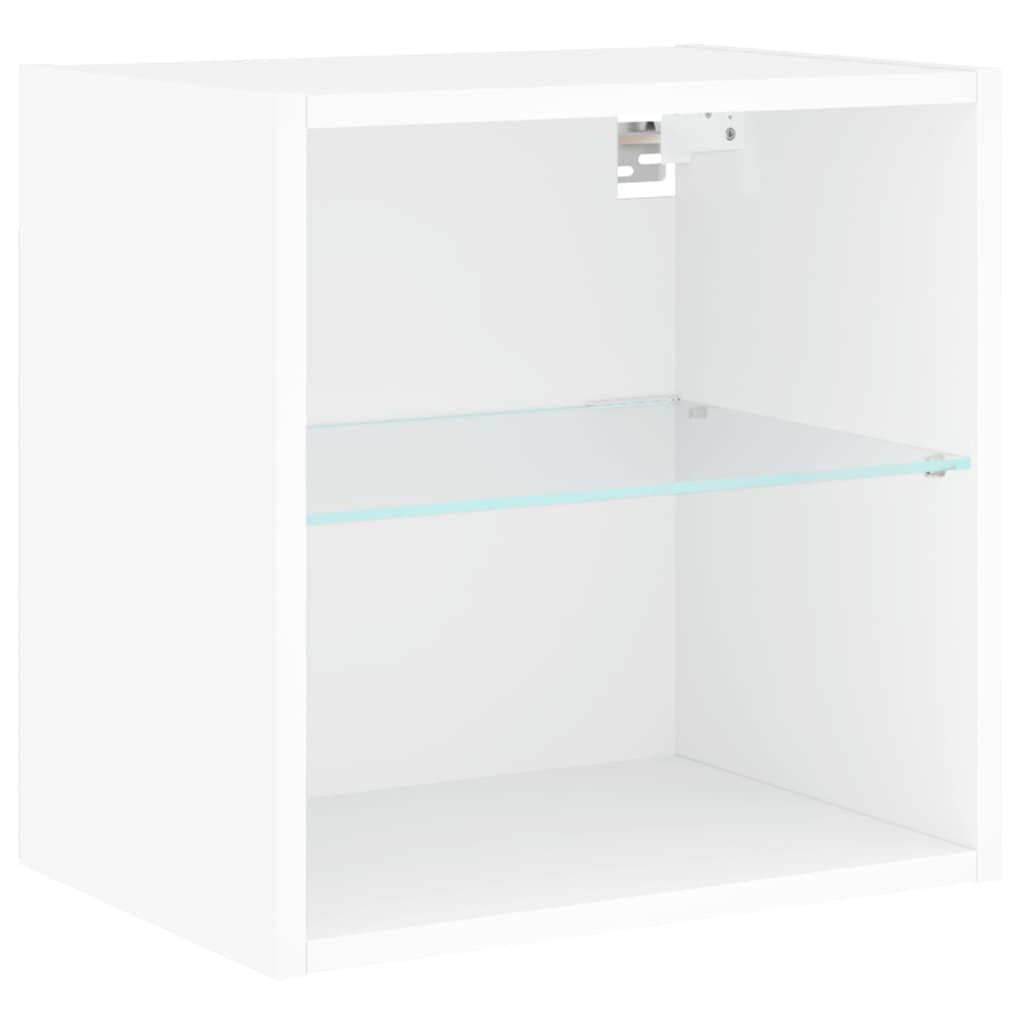 8-tlg. Wohnwand mit LED-Beleuchtung Weiß Holzwerkstoff