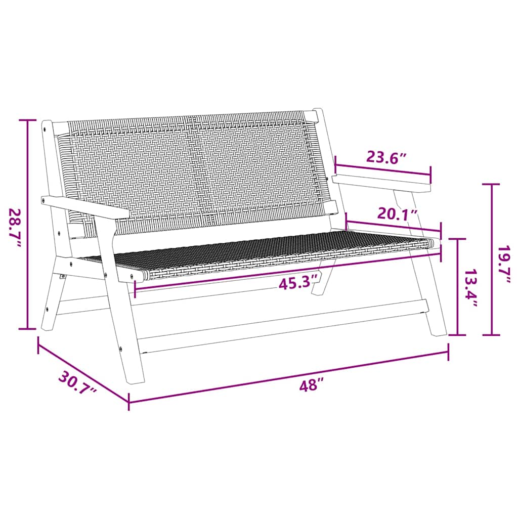 Gartenmöbel Schwarz 122 x 78 x 73cm Massivholz Akazie