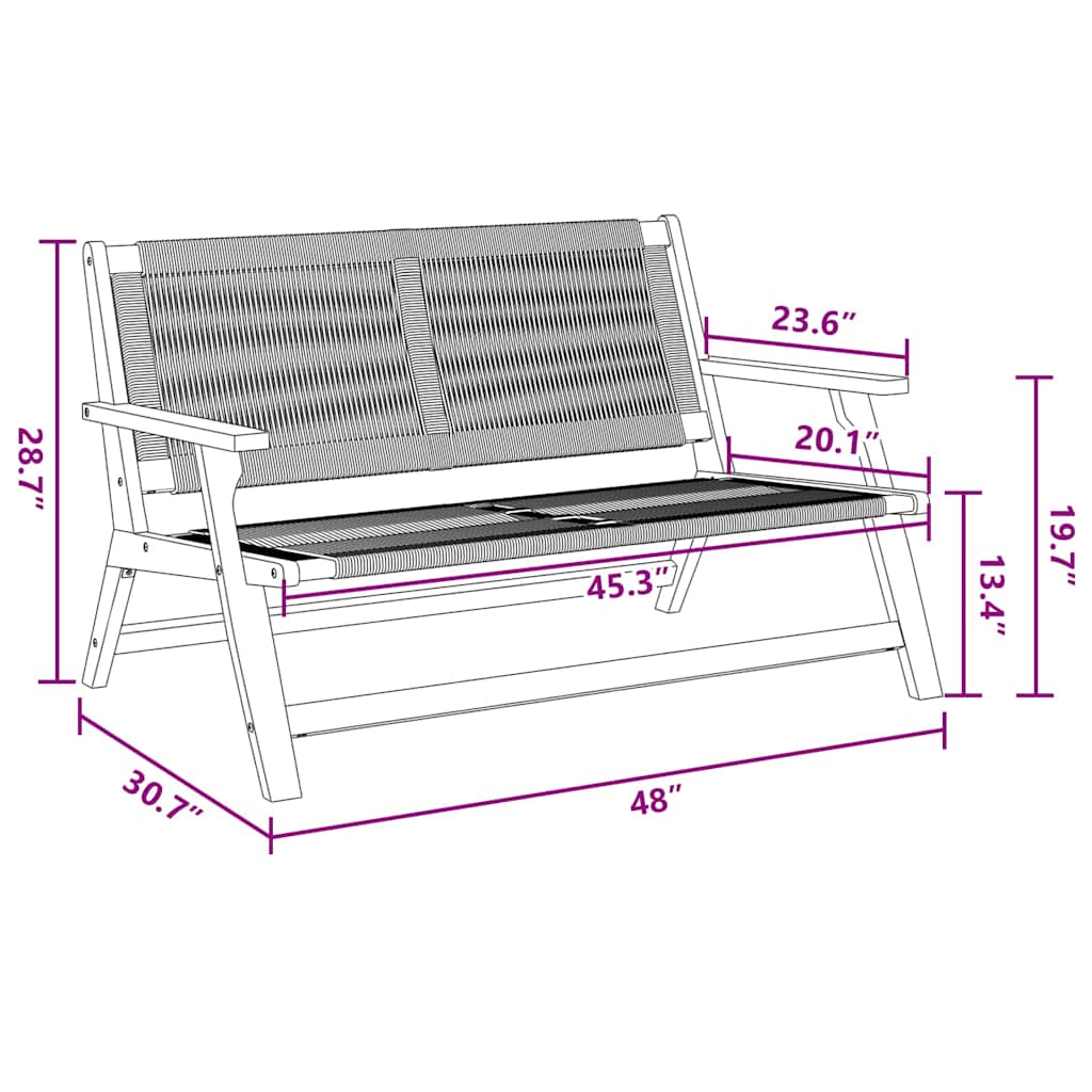 Gartenmöbel Schwarz 78 x 122 x 73cm Massivholz Akazie