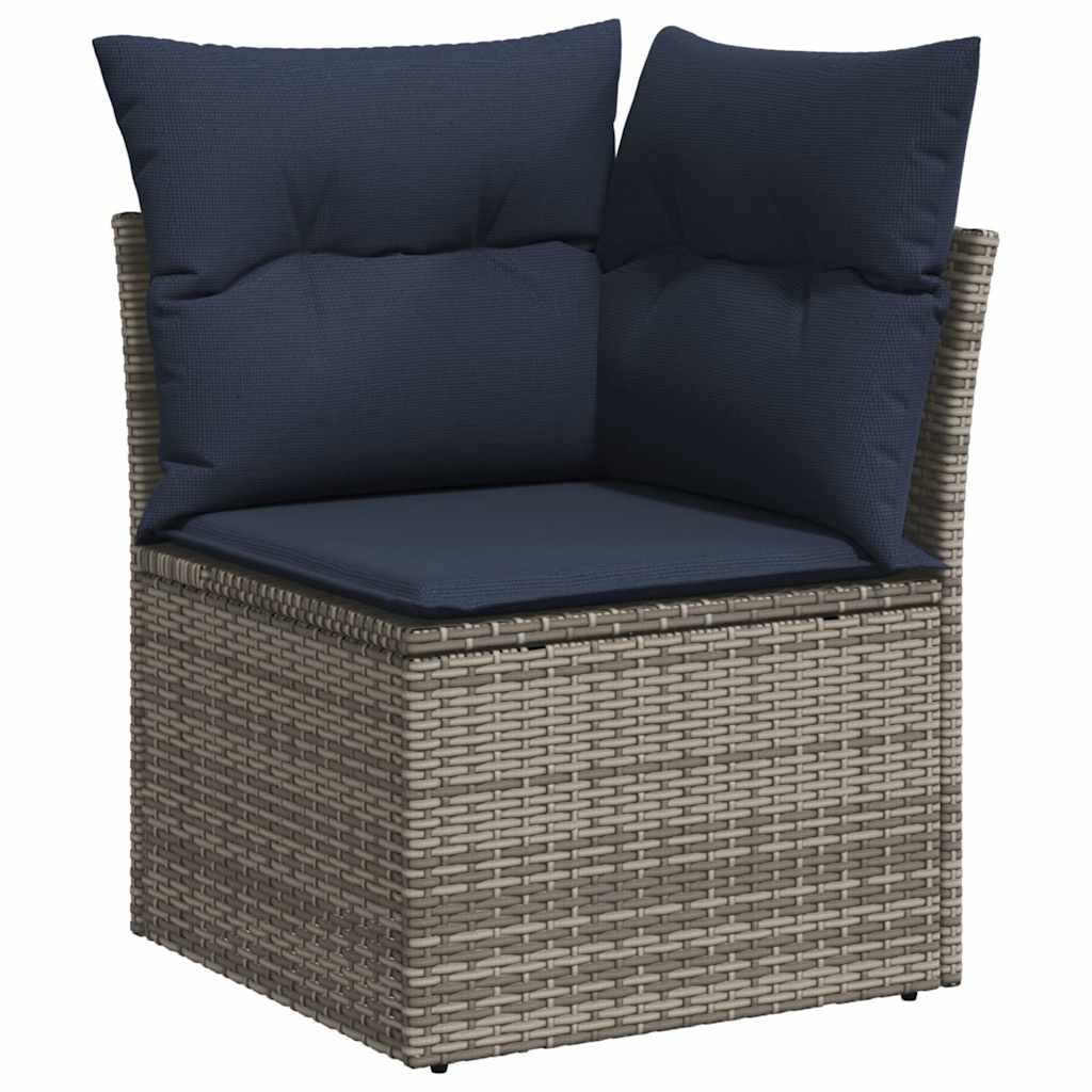 8-teiliges Gartensofa-Set mit Kissen, grau, Polyrattan