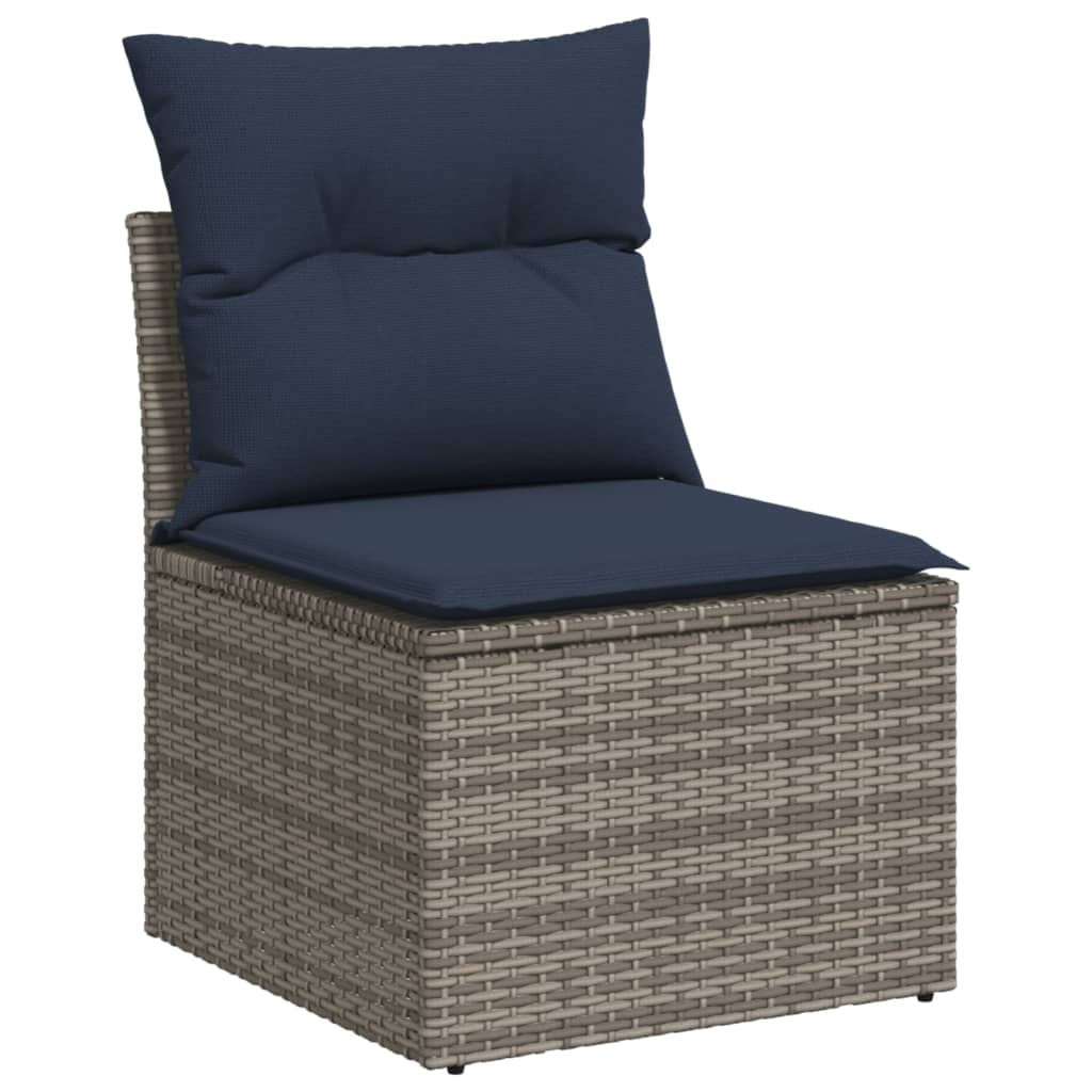6-teiliges Gartensofa-Set mit Kissen, grau, Polyrattan