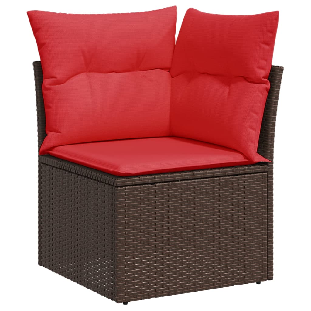 8-teiliges Gartensofa-Set mit Kissen, braun, Polyrattan