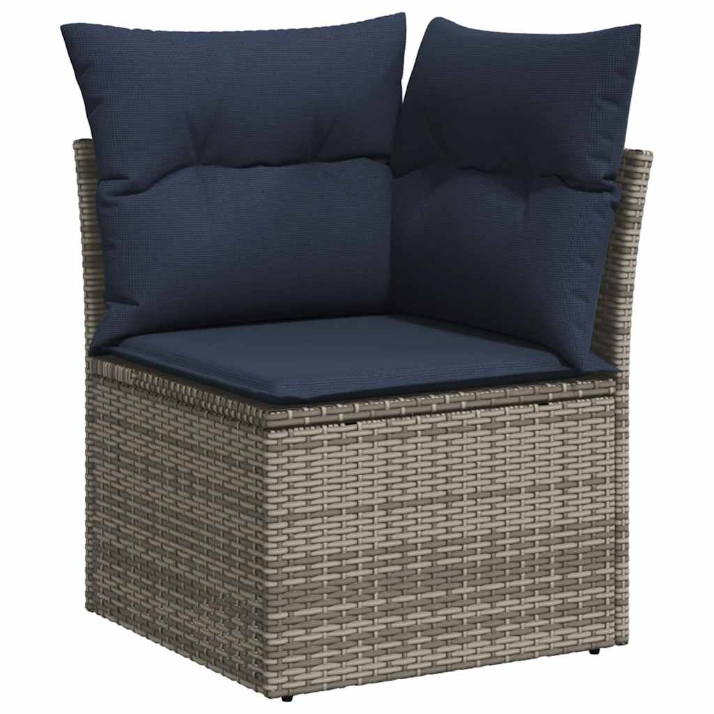 11-teiliges Gartensofa-Set mit Kissen, grau, Polyrattan