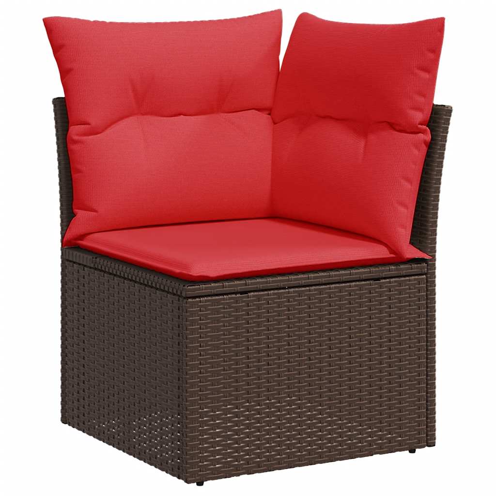 9-teiliges Gartensofa-Set mit Kissen, braun, Polyrattan