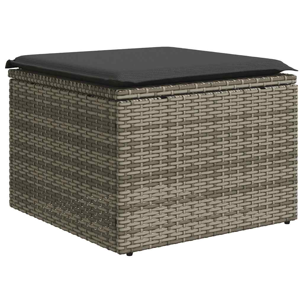 7-tlg. Garten-Sofagarnitur mit Kissen Hellgrau Poly Rattan