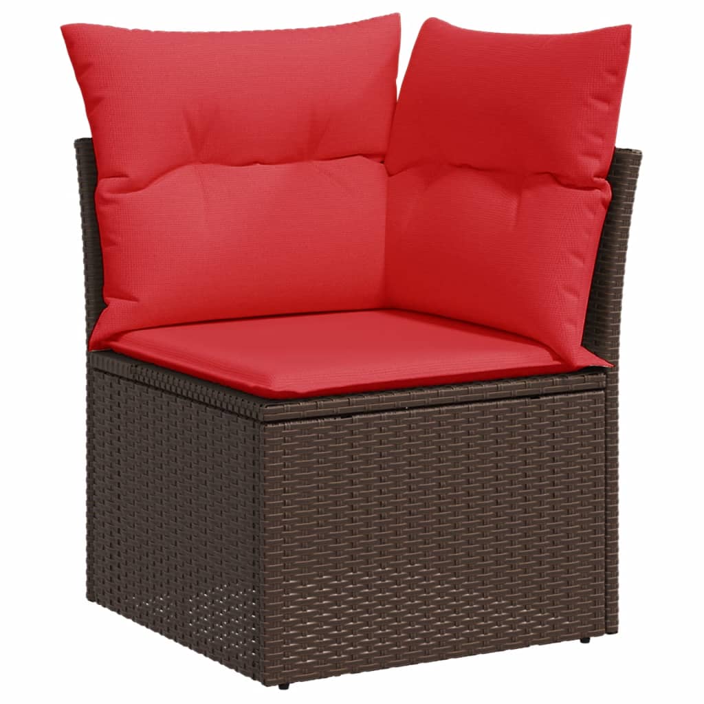 11-teiliges Gartensofa-Set mit Kissen, braun, Polyrattan